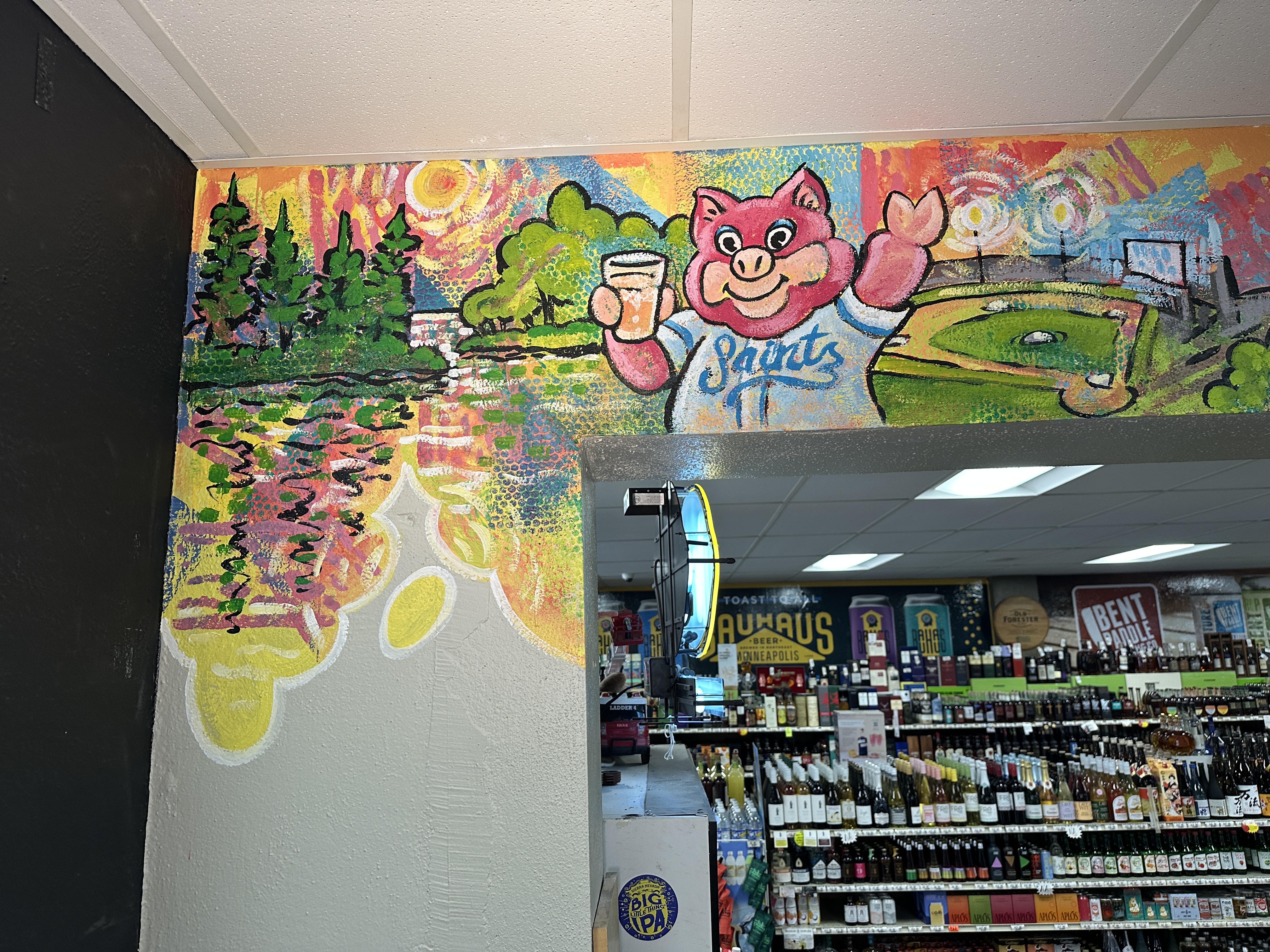 Skylines and Sports mural wide view